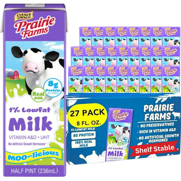 Prairie Farms Dairy Prairie Farms 1% Percent Milk, Shelf Stable Low Fat Milk, Boxed &