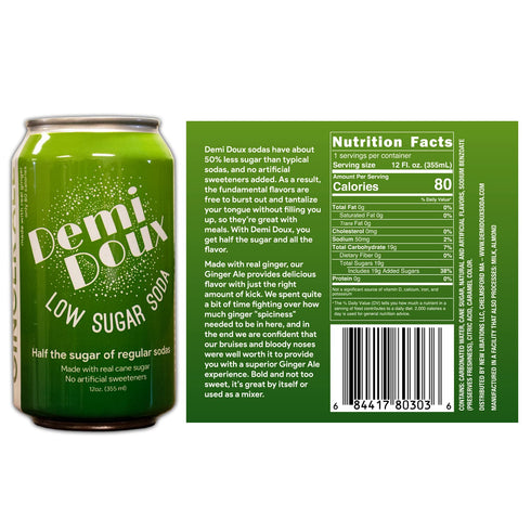 Demi Doux Low Sugar Soda 16-pack) - Low Sugar Soft Drink, No Artificial Sweeteners (Mixed Flavors