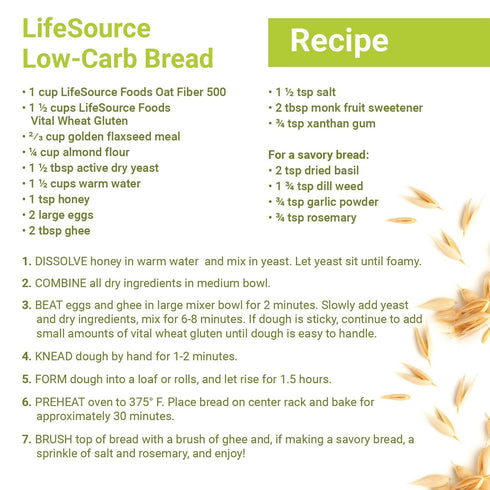 LifeSource Foods 500 (3 LB) Oat Fiber All-Natural, Gluten-Free, Zero-Carb Fiber Source for Low-Carb Baking