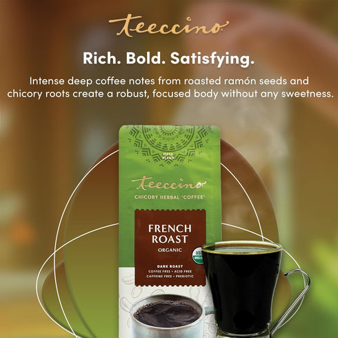 11 Teeccino French Roast Chicory Coffee Alternative, Ounce: Ground Herbal Coffee Thats Prebiotic, Caffeine-Free