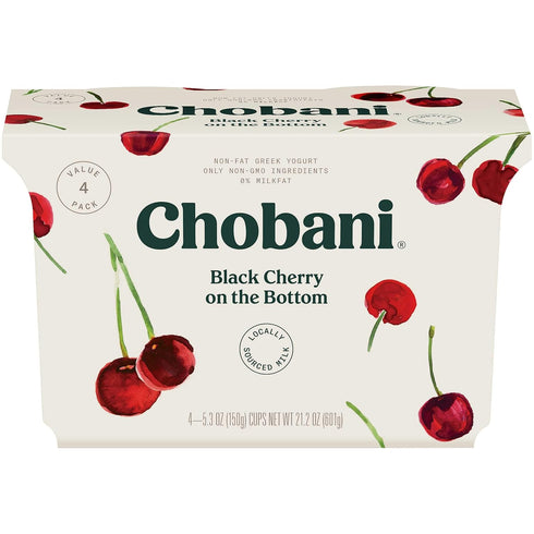 Chobani Greek Yogurt 0 Percent Black Cherry, 21.2 Ounce -- 6 per