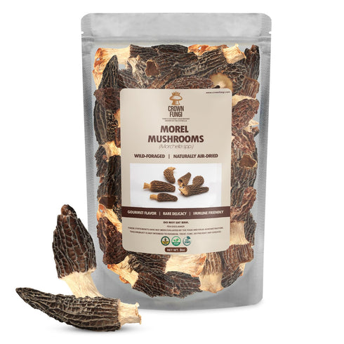 Crown Fungi Morel Mushrooms, 2oz pack of Dried Morel Mushrooms, Perfect Dried Mushrooms for