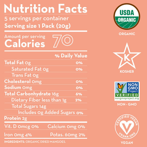 6 (30 Packs) Packs Sunny Fruit Soft Organic Dried Mangoes - Bags Individual Portion | No Preservatives, Sulfides
