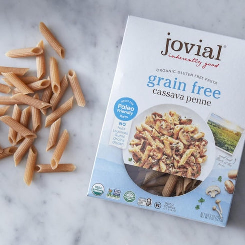 8 Oz, 1 Pack Jovial Grain-Free Cassava Penne Rigate - Penne Pasta Noodles, Cassava Pasta, Penne Pasta Organic, Paleo