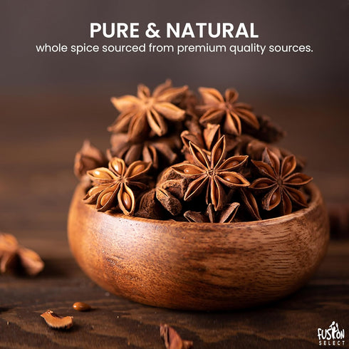Packed 22 4 oz. Fusion Select Dried Star Anise - Whole Badian Spice for Oriental & Indian Dishes & Recipes - Natural