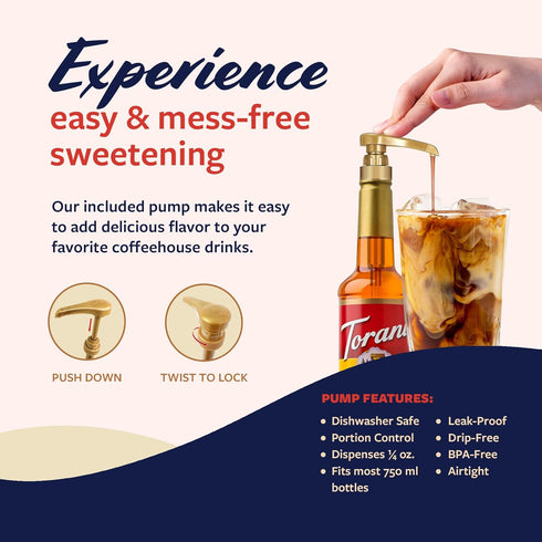 25.4 Oz Torani Sweet Heat Syrup for Coffee, Lemonade, Sodas, and Cocktails, Pump Included, Fl