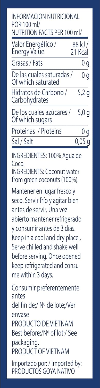100% 33.79 (Pack 2) Goya Foods Pure Coconut Water, Ounce