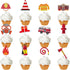 24 Pack Fireman Firefighter Cupcake Toppers - Fire Truck and Fire Extinguishing Cupcake Toppers for Birthday Party