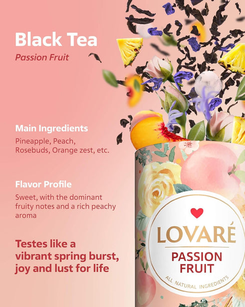 80 1001 60 (Set 4) LOVARE Loose Leaf Tea g - Made in Ukraine - Assorted Tea - Night, Passion Fruit, Sparkling Splashes