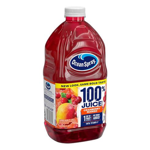 100% 64 Oz (Pack 8) Ocean Spray Juice Cranberry Mango Juice Blend, Fl Bottle