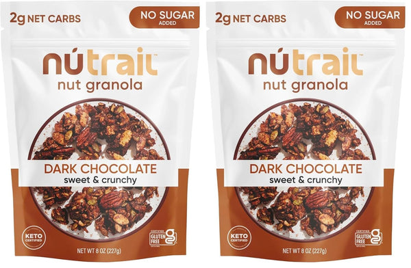 NuTrail Nut Granola Cereal, Dark Chocolate, No Sugar Added, Keto, Low Carb,