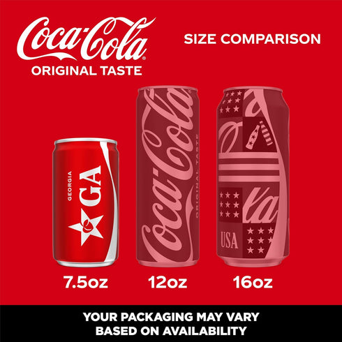 Pack 7.5 oz, 10 Pack Coca-Cola Soda Soft Drink Fridge Mini Cans, fl
