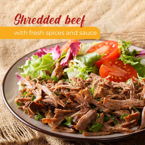 Frozen 1.2 LB Dele Food Ready to Heat Shredded Beef - Authentic Venezuelan Recipe Made in USA, Fully Cooked Shredded