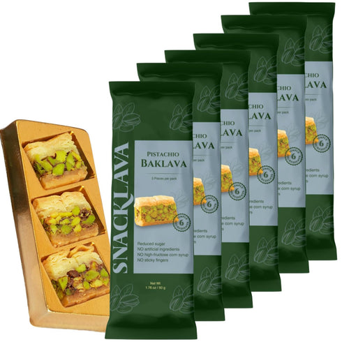 Snacklava Pistachio Baklava Bites - 6 Pack (3 Pieces per Pack) -
