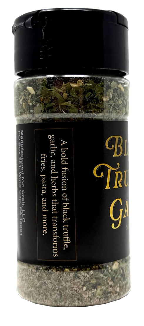 1.73 Black Truffle Garlic Seasoning, Black Truffle Salt with Garlic, Dairy-Free Seasoning for Fries, Popcorn, Steak