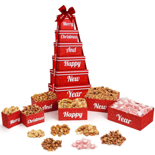 Christmas Gift Baskets - 6 Tier Indulgence Nuts Gift Basket Tower with