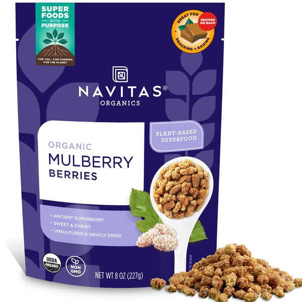 Navitas Organics Mulberries For Healthy Snacks, Topping, Baking & More Sun Dried