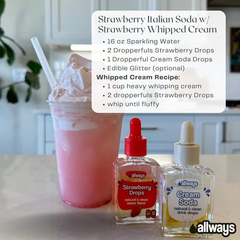 50 Allways Cream Soda Drops Sugar Free Liquid Water Enhancer with Monk Fruit Zero Calorie Cream Soda Drink Mix