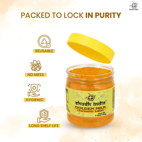 9 Shudh India Golden Milk Powder (Turmeric Latte) Turmeric Superfood Blend - Non-GMO,Vegan