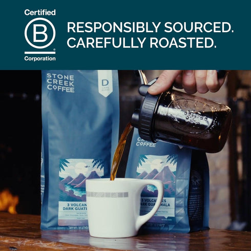 2 LB (Pack 1) 3 Stone Creek Coffee Dark Roast Ground Coffee of Smooth and Chocolatey Fresh Roasted Coffee Beans