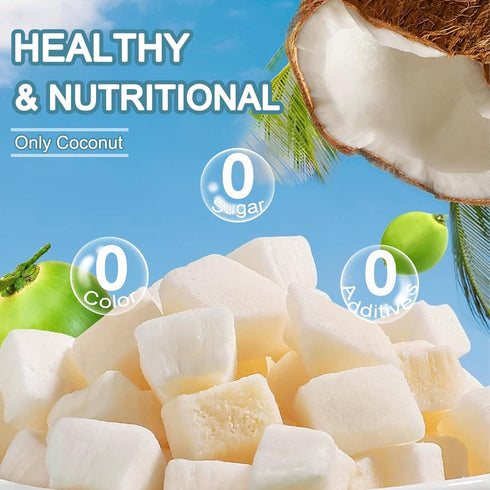 Generic (7oz) Coconut Chunks Freeze Dried & Unsweetened for Cooking/Baking Pure Coconut Strips Tropical Fruit Dry
