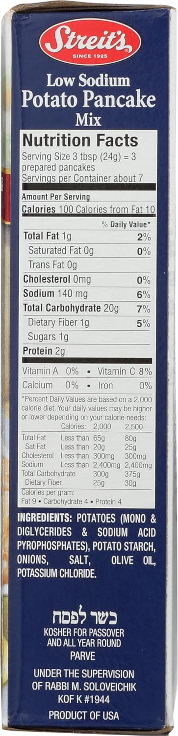 6 OZ (pack 1) Streit's S LOW SODIUM POTATO PANCAKE MIX