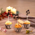 48 Pieces Music Note Cupcake Toppers and Wrappers, Musical Symbol Lace Cupcake Liners, Paper Baking Cup for Birthday