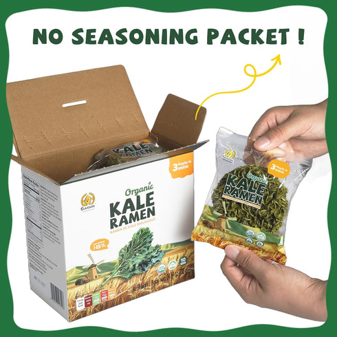 SUNGIVEN 3 2.47 OZ (Pack 10) Organic Ramen Noodles Kale Healthy Low Sodium Ready in Minutes Non-Fried Instant No