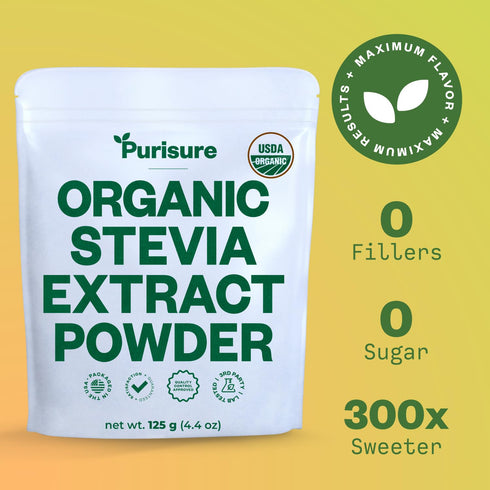 Purisure Stevia Concentrated Powder, 125 g, Premium Zero Calorie Sweetener for Baking