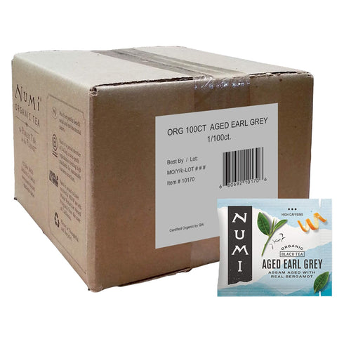 100 Numi Organic Aged Earl Grey Tea | Black Tea Bags | Assam Black Tea with Real Bergamot | Caffeinated