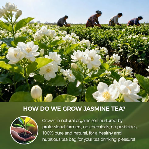 WOTIHA 80 Count 100% Premium Jasmine Tea Bags - Natural Jasmine, Aromatic Floral Fragrance, Caffeine-Free