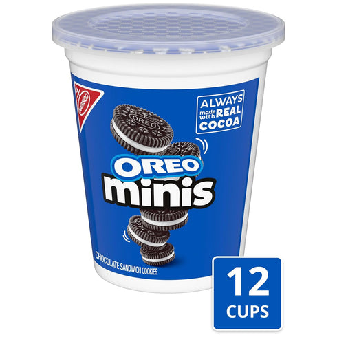12-3.5 oz OREO Minis Chocolate Sandwich Cookies, Snack Cups