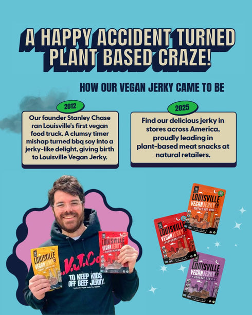 Louisville Vegan Jerky – Pepperoni Pizza Vegan Meat, Gluten-Free High Protein Snacks, 19g Non-GMO Soy Protein