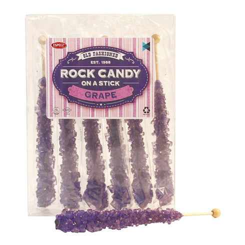 Extra Large Rock Candy Sticks - 6 Purple Grape Rock Candy Sticks, Individually Wrapped for Party Favors & Candy Buffet