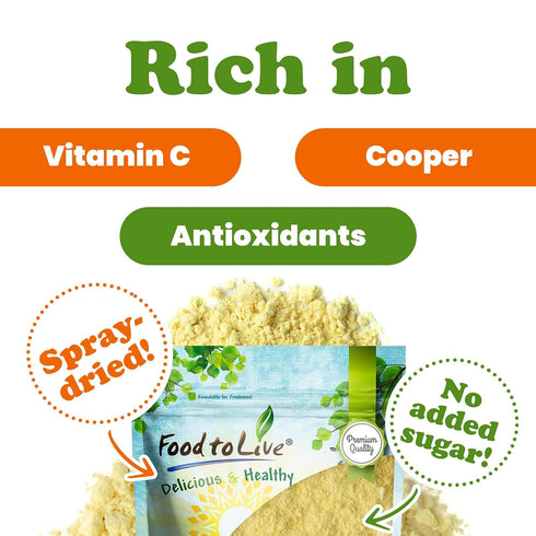 12 Food to Live Orange Powder, Ounces - Made from Raw Dried Citrus Fruit, Unsulfured, Vegan, Bulk, Great for Baking