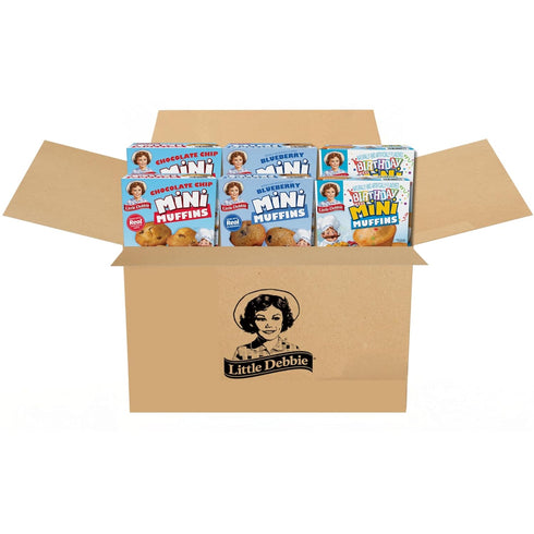 Little Debbie Mini Muffin Variety Pack, Birthday Cake, Blueberry, Chocolate Chip (2