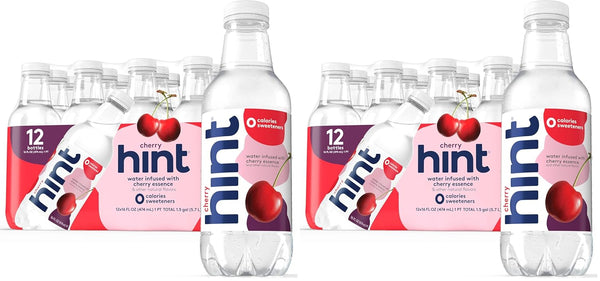 Hint Fruit-Infused Bottled Water, Cherry - Sugar Free Flavored Water with Zero