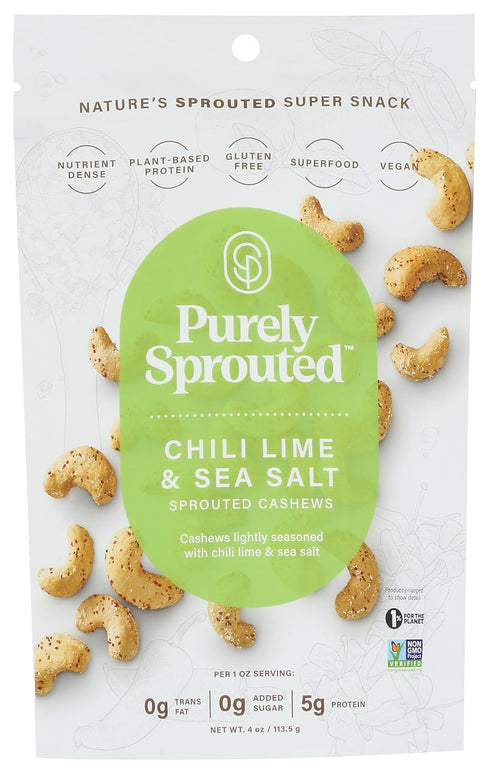 Purely Sprouted Cashews Chili Lime Ss, 4 oz