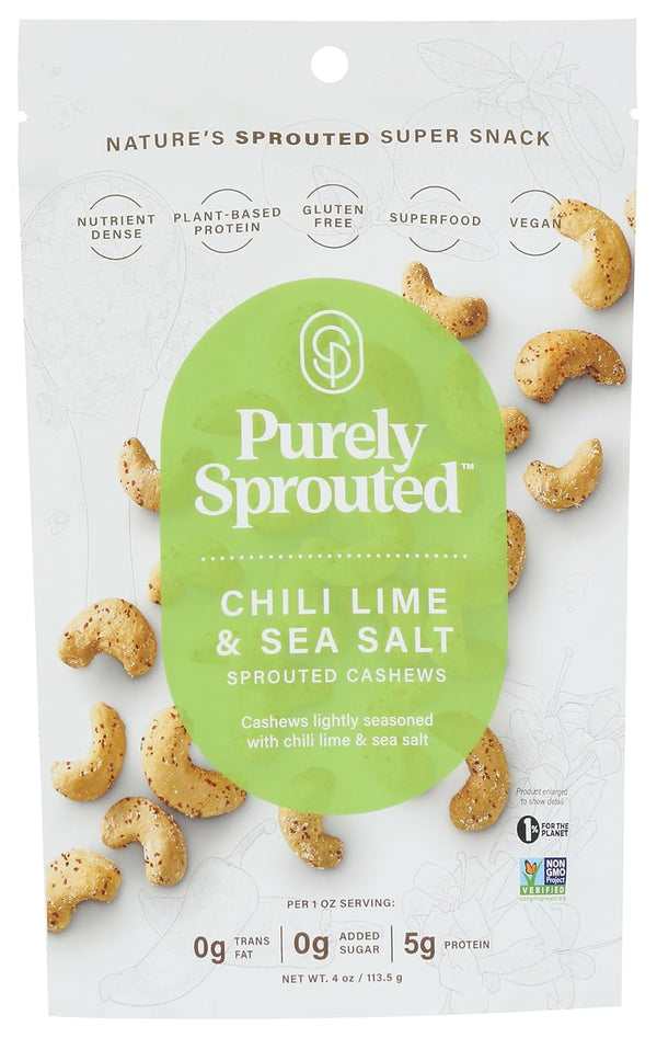 Purely Sprouted Cashews Chili Lime Ss, 4 oz