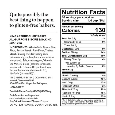 24 oz (Pack 6) Packaging King Arthur Gluten-Free All-Purpose Biscuit & Baking Mix, of - Non-GMO Project Verified
