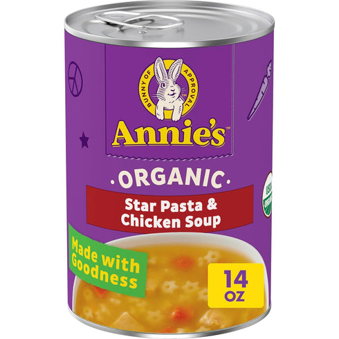 Annies Organic Star Pasta and Chicken Canned Soup, Ready To Serve, 14