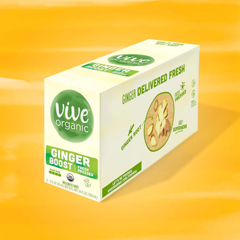 Immune Immunity 2 Oz (Pack 12) Vive Organic Support Ginger Shot, Cold-Pressed Ginger Root & Organic Juice, Gluten Free