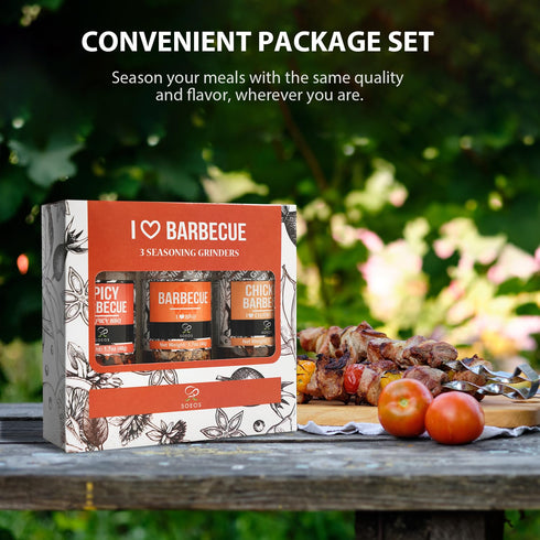 Set 3, 5.2oz(146g), Set, Set, Soeos Spice Seasoning of With Integrated Grinders, Salt and Pepper Grinder Pure and Fresh