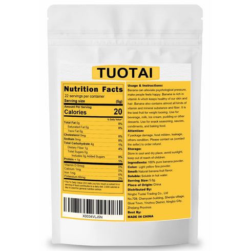 TUOTAI Powder,4 Nature Banana Fruit Ounces,Freeze Dried Banana Powder for Cake, Drinks and Baking Food
