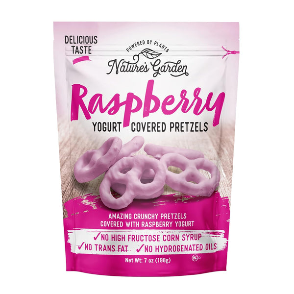 Nature's Garden Raspberry Yogurt Covered Pretzels No Trans Fat, Indulgent Snack, Flavored