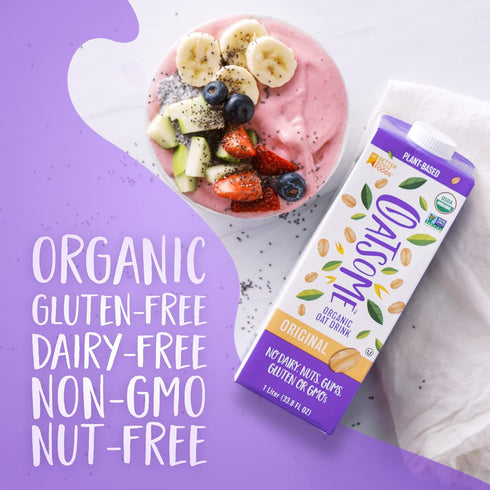 1-Liter 33.8 Oz (Pack 1) Oatsome Organic Oat Milk, Carton, Regular, Fl