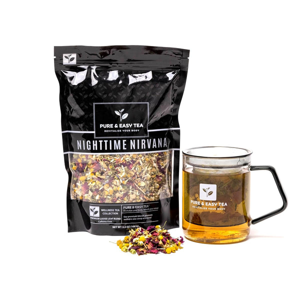 Pure And Easy Tea, Nighttime Nirvana, Caffeine-Free Herbal Sleep & Relaxation Tea,