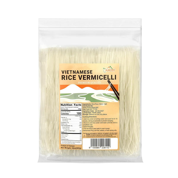 APEXY Vietnamese Rice Vermicelli, 32 oz Pack of 2 Family-Size Thin Rice Noodles