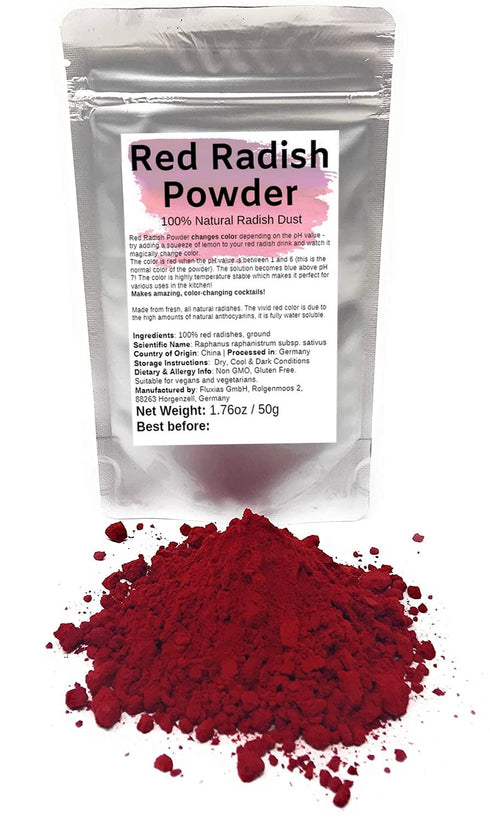 Red Radish Powder Dust | Natural & Watersoluble Food Dye | 1.76oz/50g for Kitchen or Cocktails