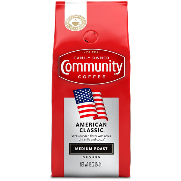 Community Coffee American Classic, Ground Coffee, Medium Roast, 12 Ounce Bag (Pack